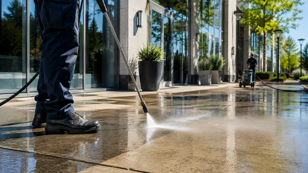 Scheduled commercial cleaning services for commercial property