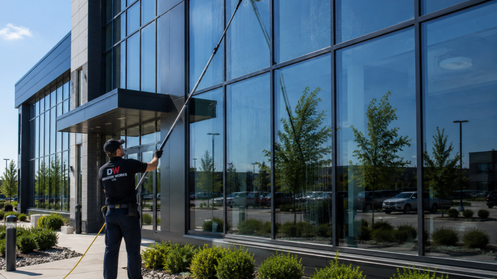 Commercial window cleaning for office building